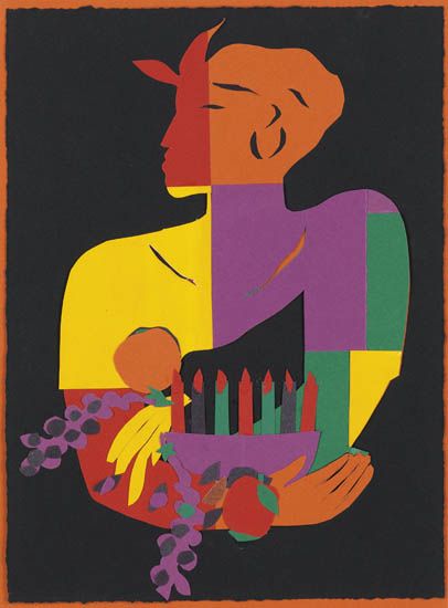 VIOLA BURLEY LEAK (1944 -  ) Untitled (Woman with Fruit and Kinara).